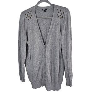 Torrid Cardigan Knit Sweater Women 1X Gray Cardigan Sweater Women Skull Studded